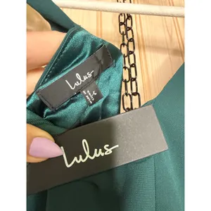 NWT Lulus Love Me Forever Emerald Green Square Neck Maxi Dress Holiday Banquet L thumbnail 7