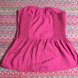 American Eagle RED PEPLUM STRAPLESS TUBE TOP thumbnail 5