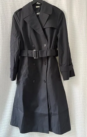 Vtg Sterlingwear of Boston military-spec black all-weather trench coat womens 12 thumbnail 1