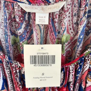 NWT Boston Proper Paisley Floral Bell Sleeve Peasant Dress Size 8 thumbnail 3