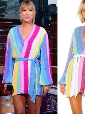 Amazon Sequined romper lover taylor swift unicorn pastel striped rainbow Gabrielle thumbnail 2