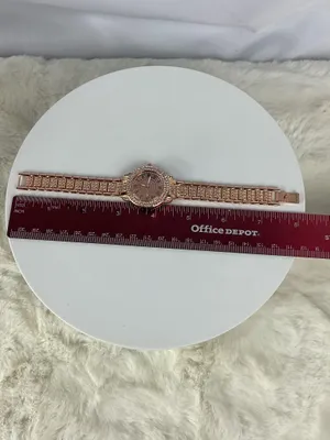 Women’s Rose Gold Tone Rhinestone Watch Roman Numeral Link Bracelet thumbnail 5