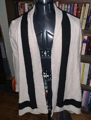 Banana Republic cream and black merino wool cashmere blend S cardigan thumbnail 1