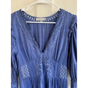 LoveShackFancy blue floral star embroidered long sleeve dress‎ thumbnail 2