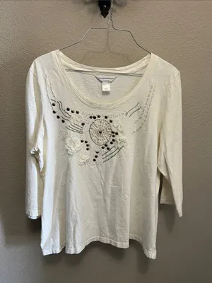 Christopher & Banks Cream Embroidered Scoop Neck Long Sleeve Top thumbnail 8