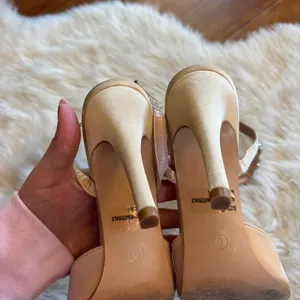 Lulu's Embellished Ankle Strap Champagne Satin Pointed Toe Heels thumbnail 4