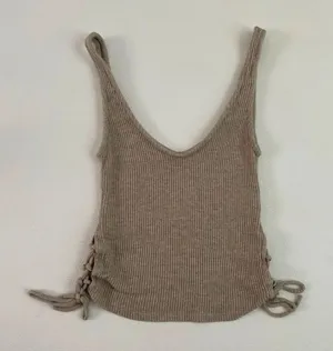 Urban Outfitters Project Social T Ribbed Knit Tank Women’s Small Beige Tie Side thumbnail 1