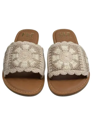 new Haute Hippie ✌︎︎ Rianne Crochet Mandala Flat Sandals Slides ✌︎︎ Cream ✌︎︎ 7M thumbnail 8