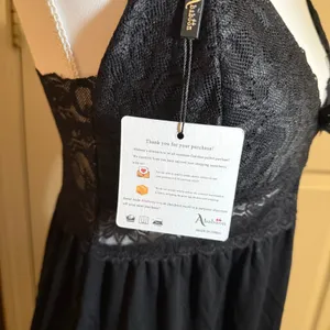 Ababoon Black Lace V-Neck Chemise Slip Dress NWT Medium thumbnail 5