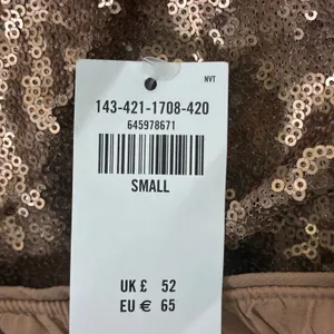 NWT Abercrombie & Fitch Sequin A-Line Mini Skirt Rose Gold Holiday Glam Size S thumbnail 7