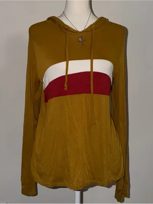 2000s vintage style yellow, red, and white color block hoodie thumbnail 2