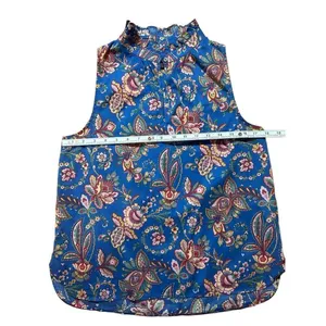 J. Crew‎ Liberty Floral Belle Ruffle Neck Top in Flora Belle Blue Multi Sz 6 thumbnail 8