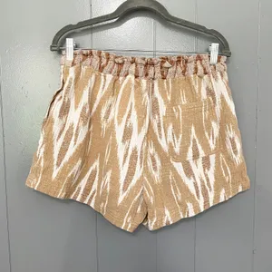 Aerie Tan Tribal Jacquard High Waisted Cotton Pull-on Summer Beach Shorts M thumbnail 3