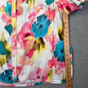 KAKTUS Women's XXL Multicolor Button Up Blouse Top Ruffle Collar Puff Sleeve thumbnail 5