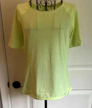 Lululemon swiftly tech neon, yellow striped shirt thumbnail 2
