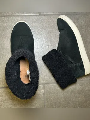 UGG Mika Black Suede Slip On Winter Cuffed Sneaker Snow Boots Womens Shoe Size 8 thumbnail 2