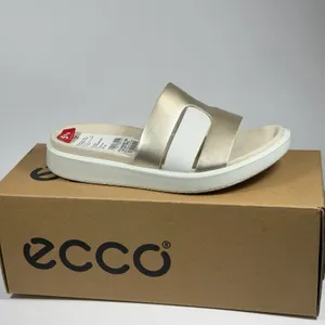 ECCO Size-5.5 Womens‎ Sandal Slide Flowt White Gold thumbnail 2