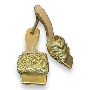 Marc Fisher Women Draya Slide Sandals Heeled Gold‎ Leather Sz 6M thumbnail 6