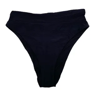 Aerie High Cut Cheeky Bikini Bottoms Size XL Black Wavy Textured Pattern Beachy thumbnail 1