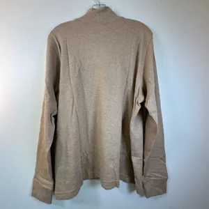 Lands End Relaxed Fit Mock Neck Long Sleeve Top Tan Heather XL 18 thumbnail 2