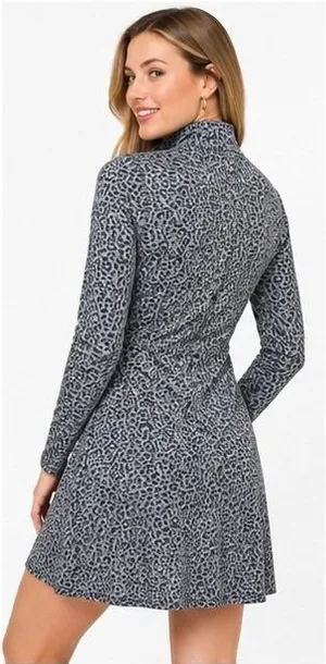 Tommy Hilfiger Womens Dress Size S Leopard Print Mock Neck Quarter Zip Casual thumbnail 1