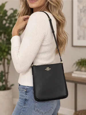 Coach Crossgrain Leather North South Crossbody Messanger Bag Black thumbnail 2