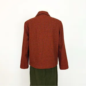 Vintage 80’s Pendleton Pure Wool Houndstooth Plaid Jacket in Orange | Size M/L thumbnail 3