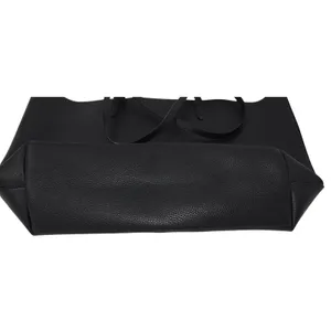 Victoria's Secret Black Pebbled Faux Leather Perforated‎ Logo Tote Silver Inside thumbnail 3
