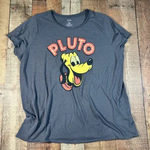 Torrid Disney Pluto Distressed Graphic T Shirt Gray Plus Size 2 18/20 2X thumbnail 1