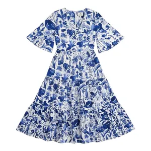 Tuckernuck Blue Floral Midi Dress Size Small thumbnail 10