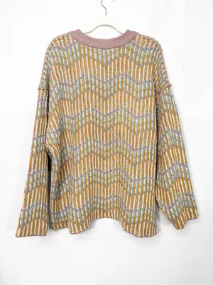 Free People Beach Malibu Pattern Textured Oversized Crew Neck Sweater Boho thumbnail 5