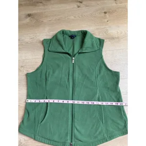 EUC Womens Lands End green fleece vest full zip outdoors hiking size L 14-16 thumbnail 6
