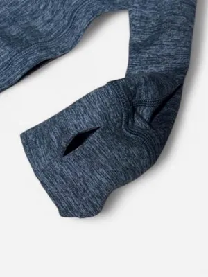 aerie Cropped Mock Neck Long-Sleeve Top in Dark Heather Gray thumbnail 3
