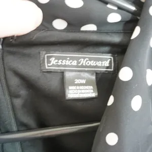 Jessica Howard Shift Dress 18W Black‎ White Polka Dot Ombre Chiffon Sleeveless thumbnail 15