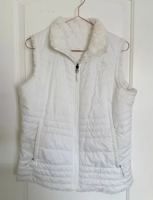 The North‎ Face Puffer Vest Womens M Mossbud Reversible White Insulated Fleece thumbnail 1