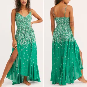 Free People Ready Or Not Floral Maxi Slip Dress Green Size Small thumbnail 2