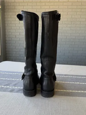 Frye Veronica Slouch Boots Black Leather Harness Engineer Boots Size 6 thumbnail 7