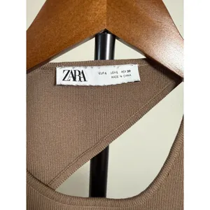 Zara Womens Asymmetric Cutout Ribbed Knit Top Taupe Brown Large thumbnail 3