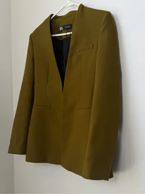 Zara Olive Green Blazer Size Medium thumbnail 2