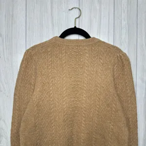 J. Crew Stretch Wool Cable Knit Crewneck Sweater Camel size M Medium BB408 thumbnail 7