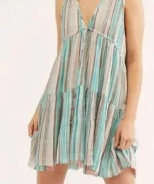 Free People Freebird Reversible Tiered Striped Gauzy Mini Dress thumbnail 1