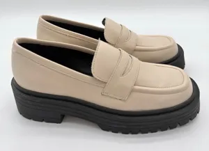 Svegan Mask Vegan Leather Platform Lug Chunky Preppy Loafer Cream 38 US 7.5 thumbnail 1