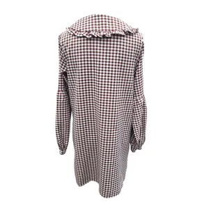 PrettyLittleThing Brown Gingham Peter Pan Collar‎ Ruffle Shirt Dress Size 8 thumbnail 6