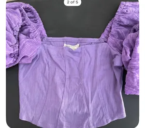 Urban Outfitters Purple Puff/Balloon Sleeve with Structured Bodice Lightweight Crop Top Size M - Concert Festival Boho Fairy Croquette Y2K Resort Going-out Party Rave Statementpiece thumbnail 4