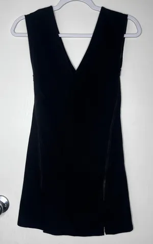 Free People Black V-Neck Mini Dress XS thumbnail 1
