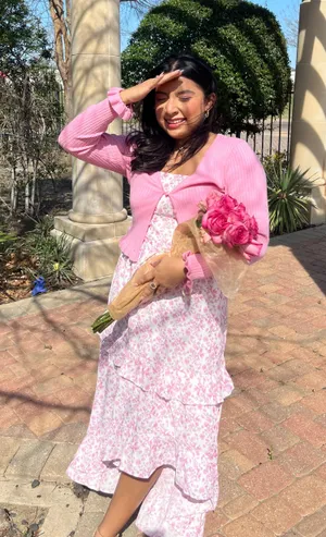 Hi-Lo Pink Floral Dress thumbnail 1