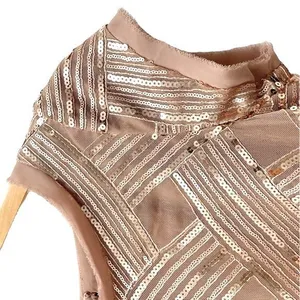 Eliza J Size 6 Rose Gold Sequin Mesh Lattice Sheath Cocktail Mini Dress Cocktail thumbnail 12