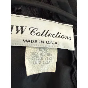 JW Collections‎ Black Vintage Lace Sequin V-Back Cocktail Dress USA Made Size 4 thumbnail 5