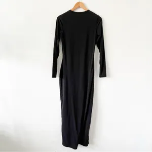 SKIMS Onyx Fits Everybody Long Sleeve Bodycon Crew Neck Stretch Maxi Dress thumbnail 6