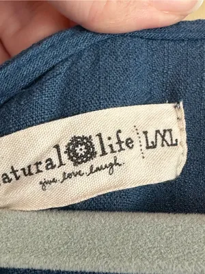 Natural Life Avery Blue Wide Leg Jumpsuit L/XL Rayon Linen Boho Cottage Empire thumbnail 7
